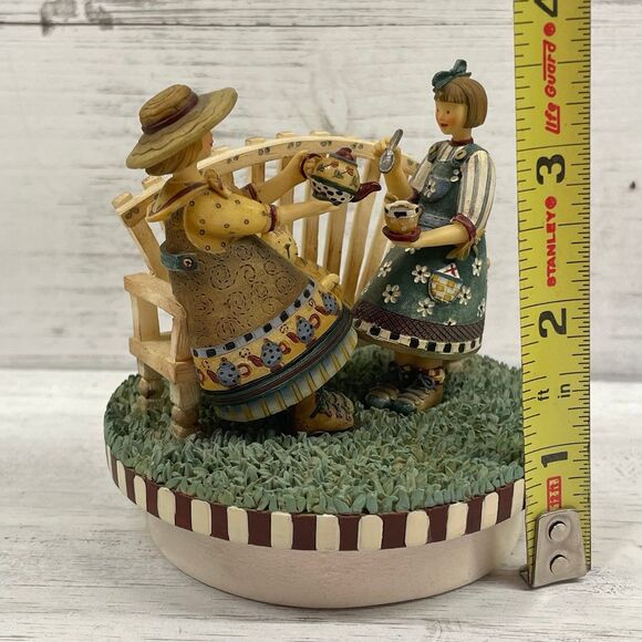 Our America Decorative Candle Jar Topper Country Cat & Tea Party by Fence - Picture 7 of 7